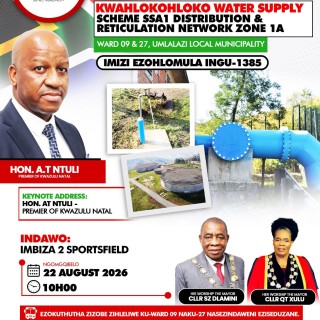 HANDOVER OF KWAHLOKOHLOKO SSA1 DISTRIBUTION & RETICULATION PROJECT 22 AUGUST 2026